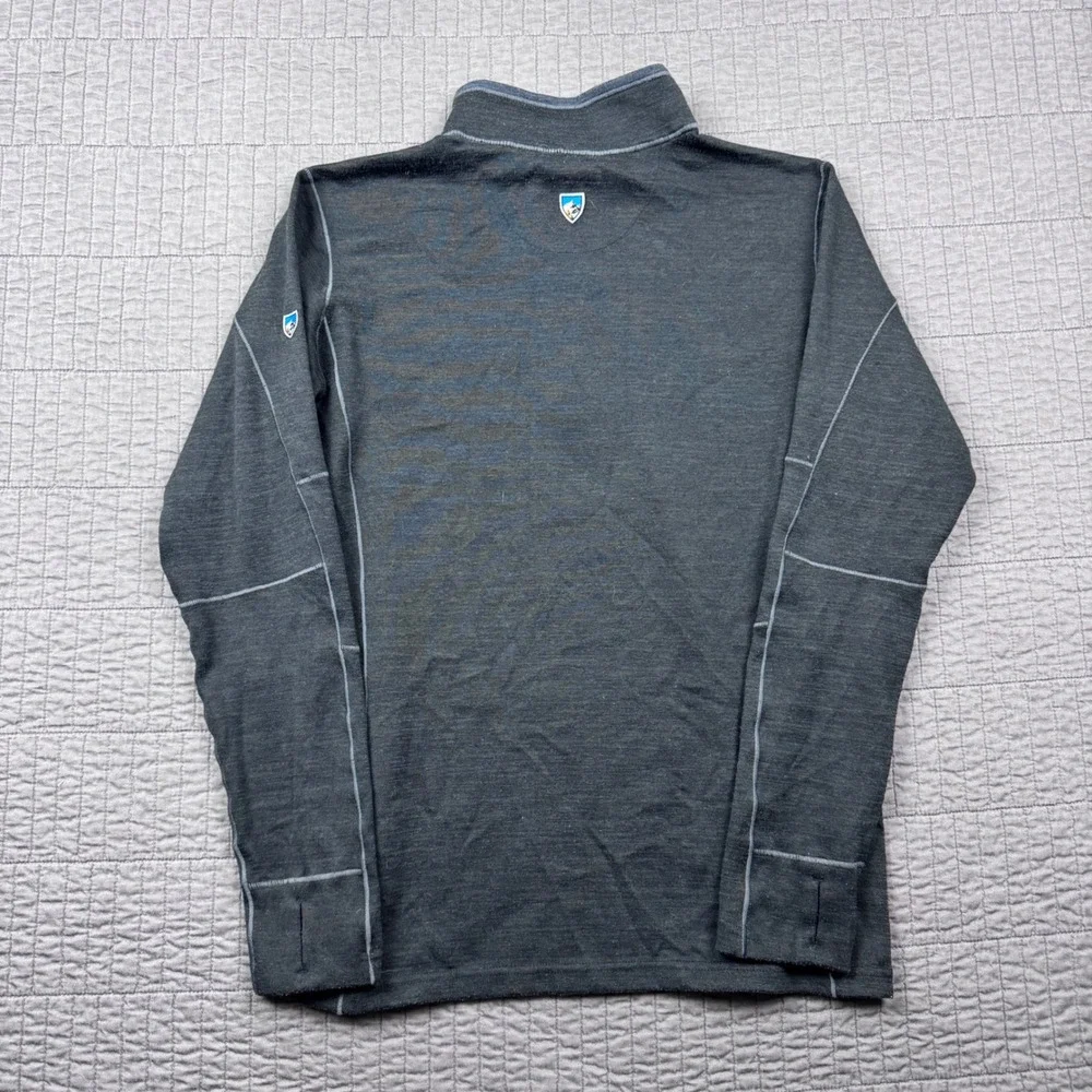 Kuhl Mens Small Ryzer 1/4 Zip Pullover Gray Outdoors Thumbhole Hiking Top